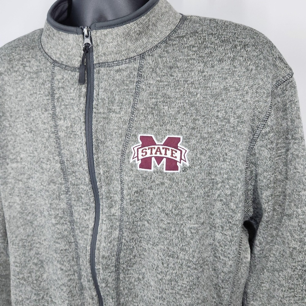 Mississippi State Bulldogs Jacket Mens XL Gray NCAA Football Full Zip Colosseum - Picture 4 of 14